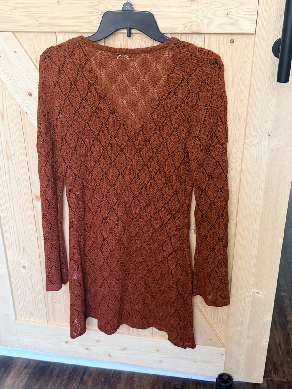 Women’s Brown V-Neck Knit Swim Coverup Tunic